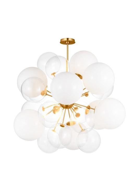Aria Nine Light Chandelier in Burnished Brass