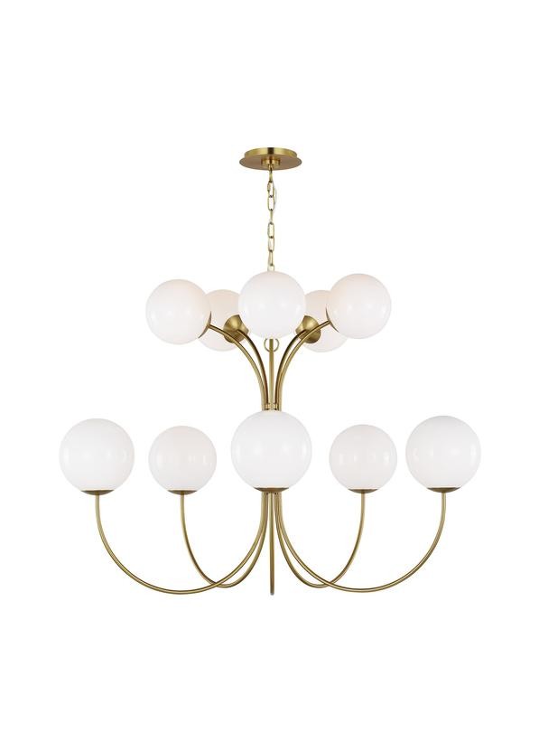 Noemie Ten Light Chandelier in Burnished Brass