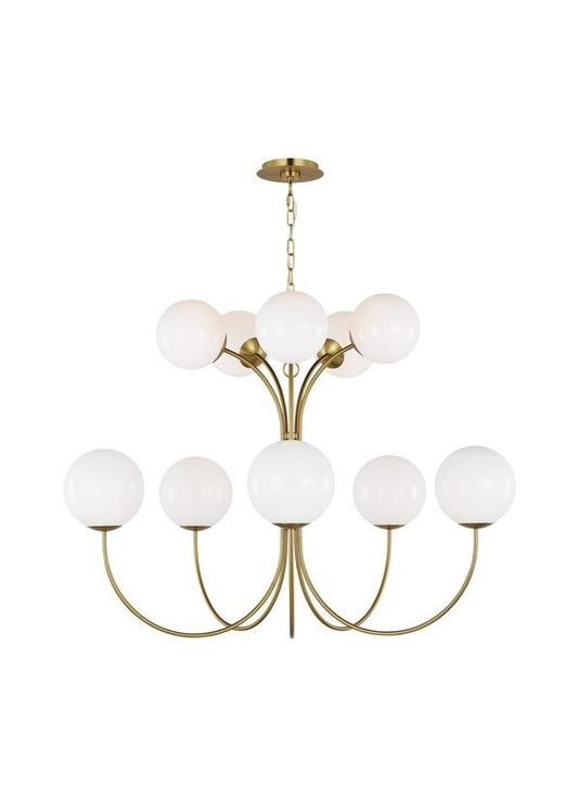 Noemie Ten Light Chandelier in Burnished Brass