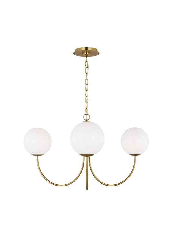 Noemie Three Light Chandelier in Burnished Brass