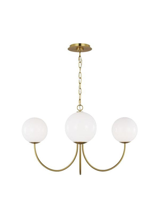 Noemie Three Light Chandelier in Burnished Brass