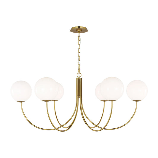 Noemie Six Light Chandelier in Burnished Brass