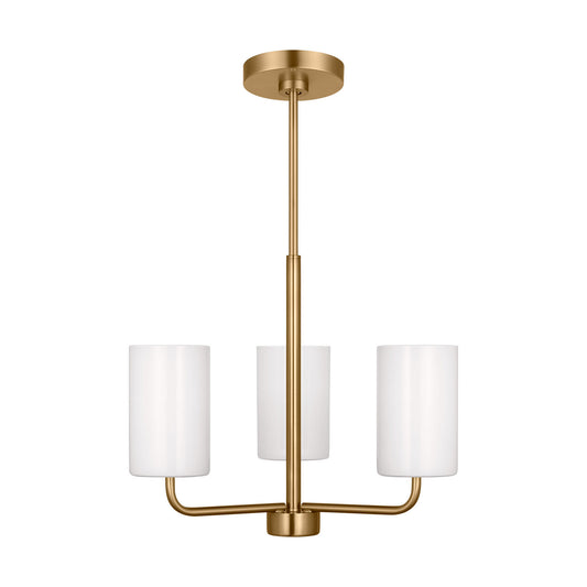 Rhett Three Light Chandelier in Satin Brass