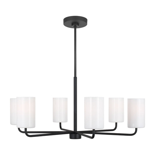Rhett Six Light Chandelier in Midnight Black