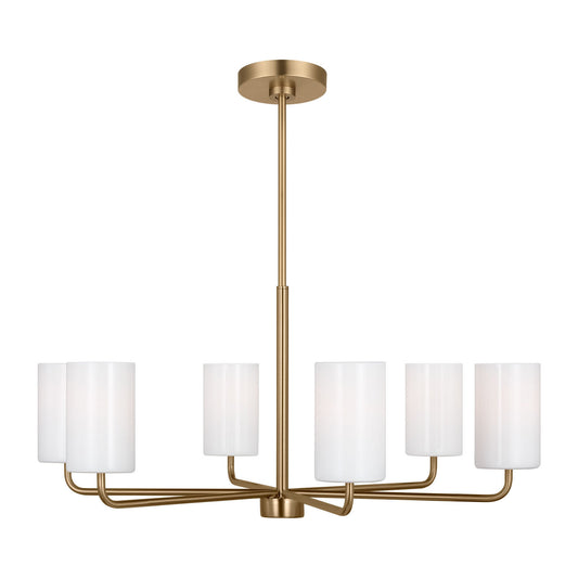 Rhett Six Light Chandelier in Satin Brass