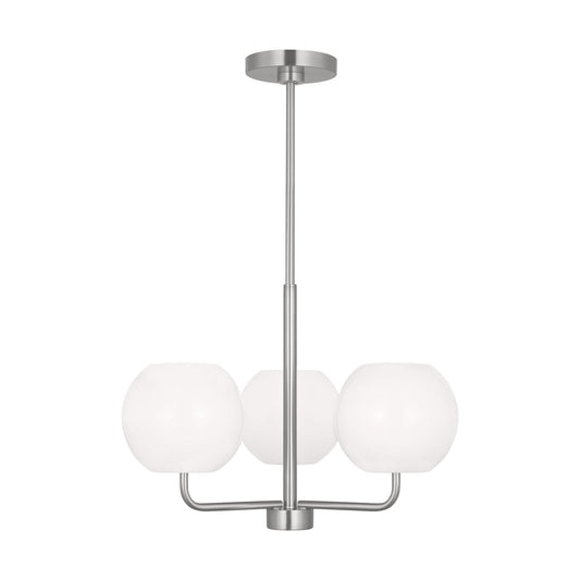 Rory Three Light Chandelier in Brushed Steel