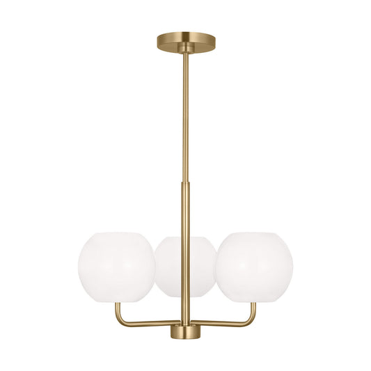 Rory Three Light Chandelier in Satin Brass