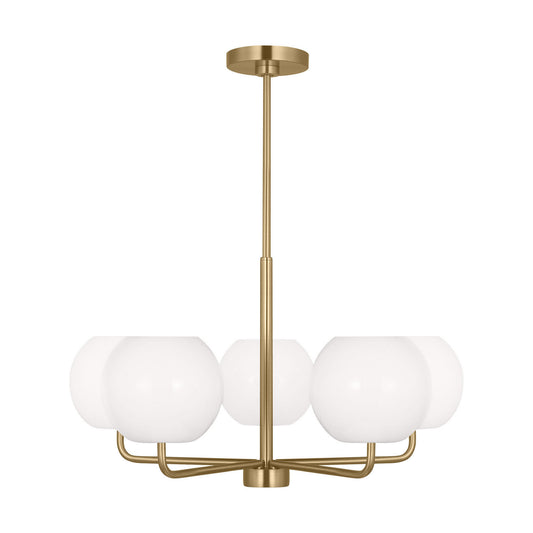 Rory Five Light Chandelier in Satin Brass