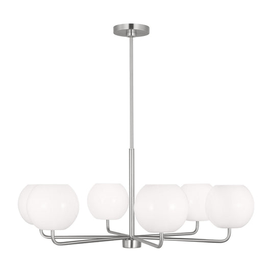 Rory Six Light Chandelier in Brushed Steel