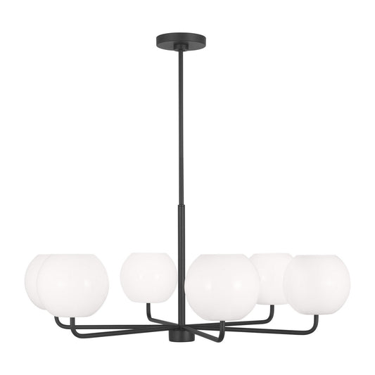 Rory Six Light Chandelier in Midnight Black