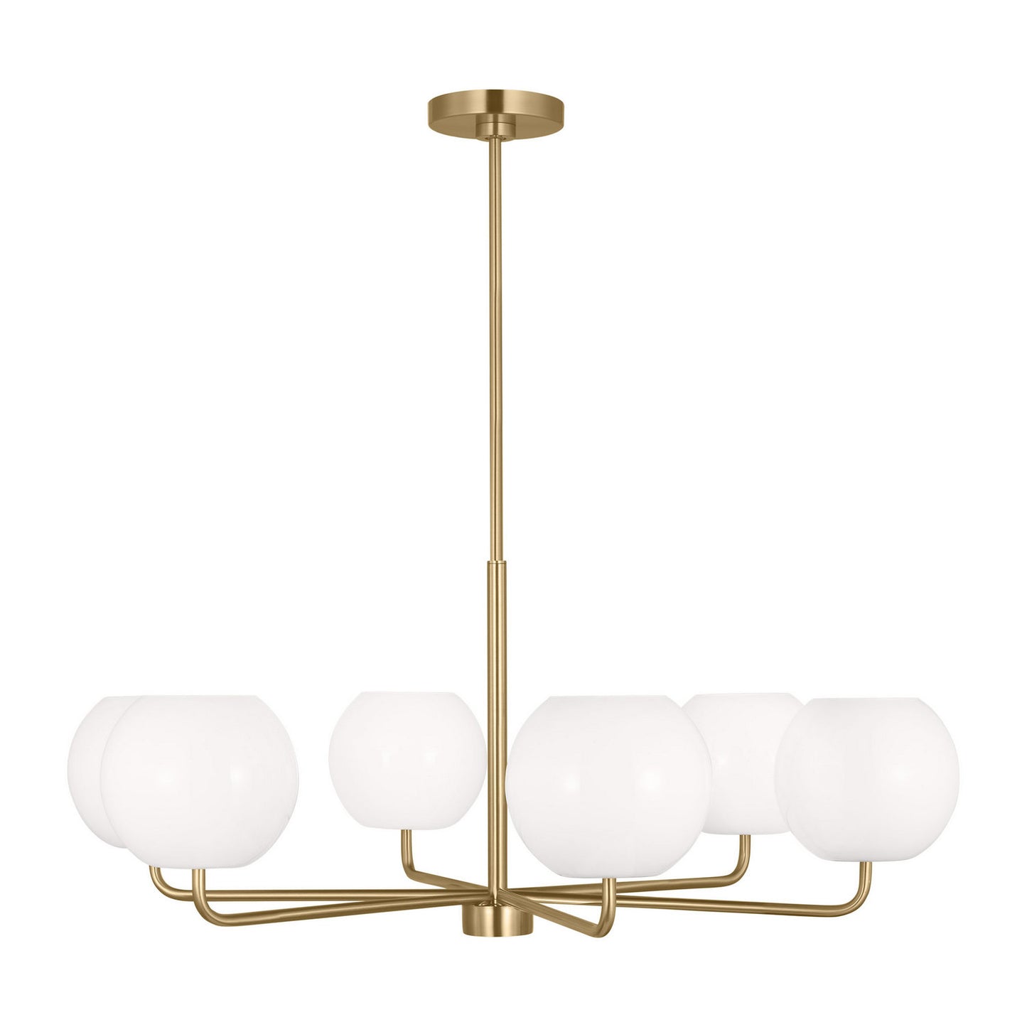 Rory Six Light Chandelier in Satin Brass
