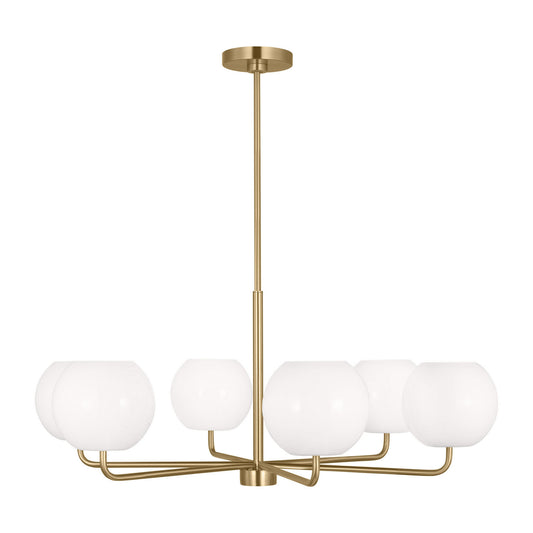 Rory Six Light Chandelier in Satin Brass