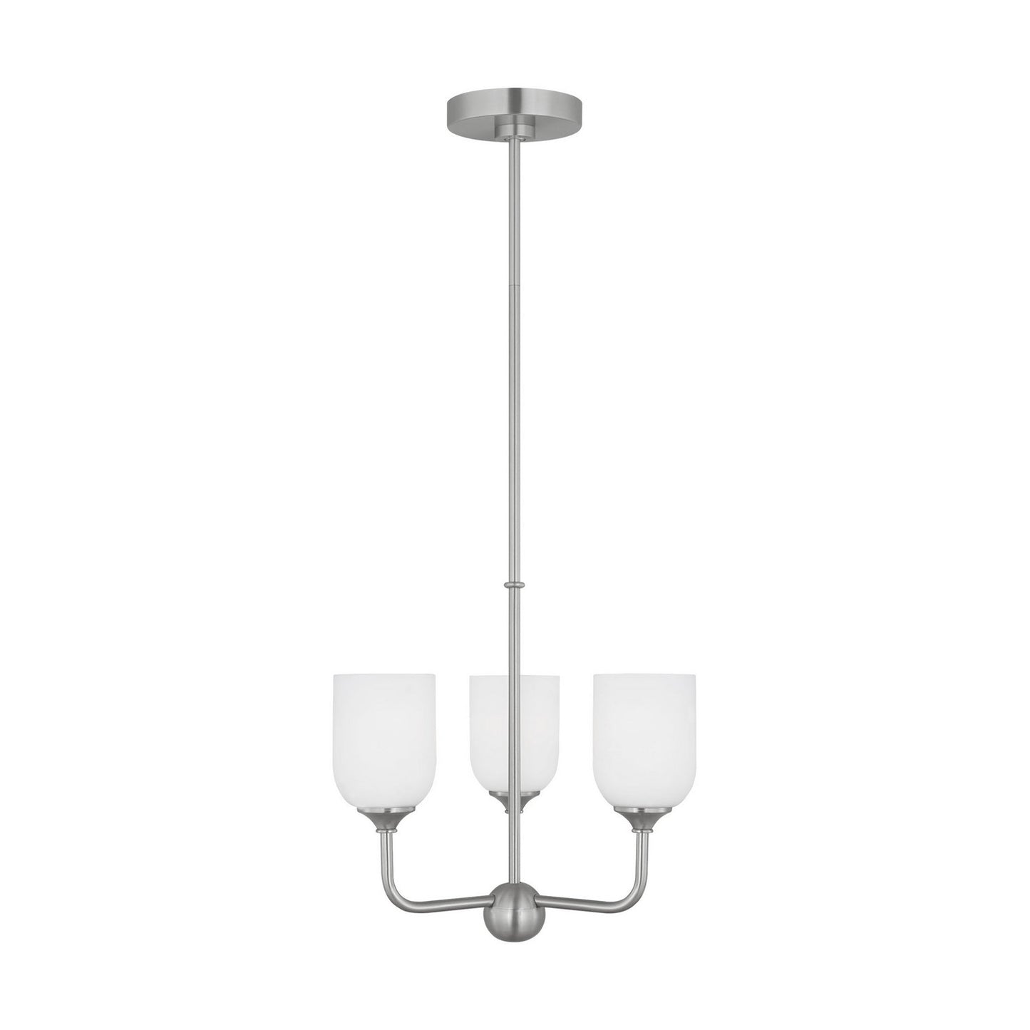 Emile Three Light Chandelier in Brushed Steel