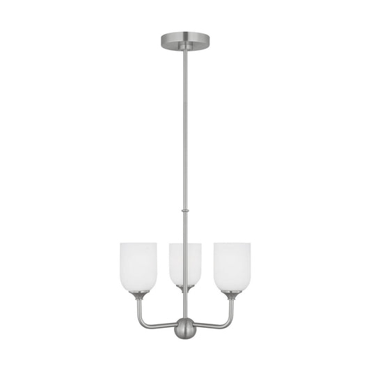 Emile Three Light Chandelier in Brushed Steel