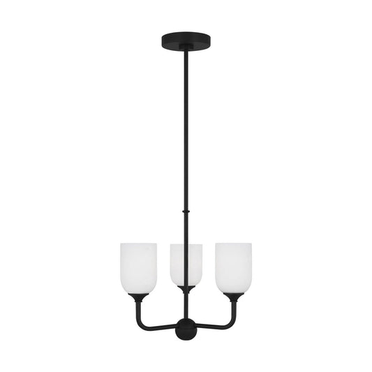 Emile Three Light Chandelier in Midnight Black