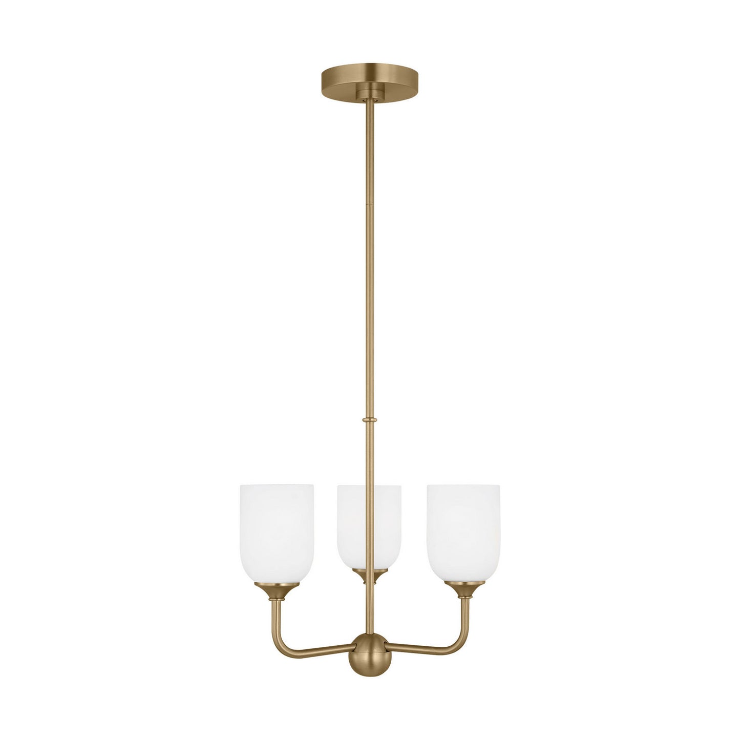 Emile Three Light Chandelier in Satin Brass