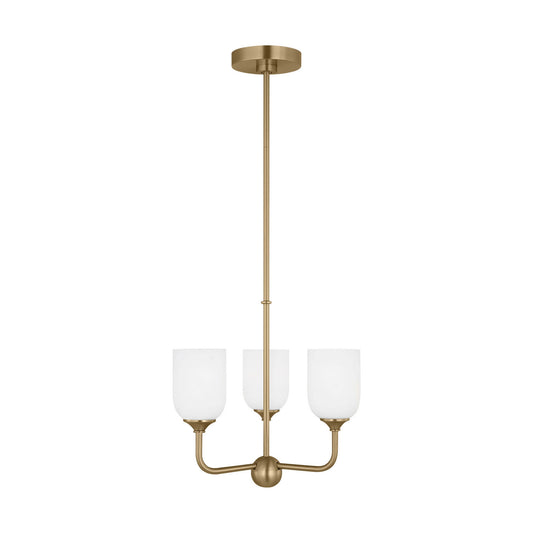 Emile Three Light Chandelier in Satin Brass