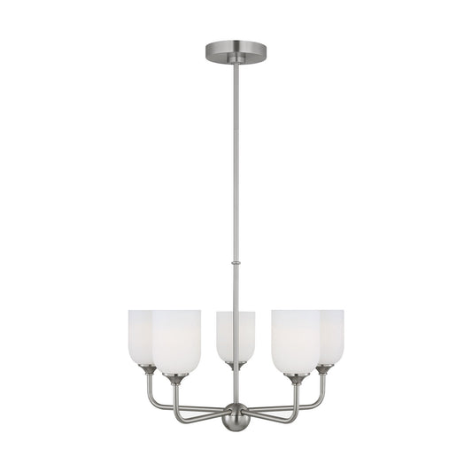 Emile Five Light Chandelier in Brushed Steel