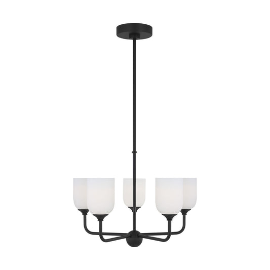 Emile Five Light Chandelier in Midnight Black