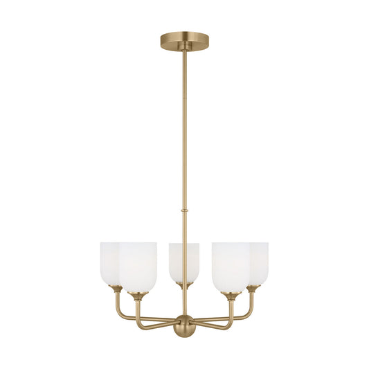 Emile Five Light Chandelier in Satin Brass