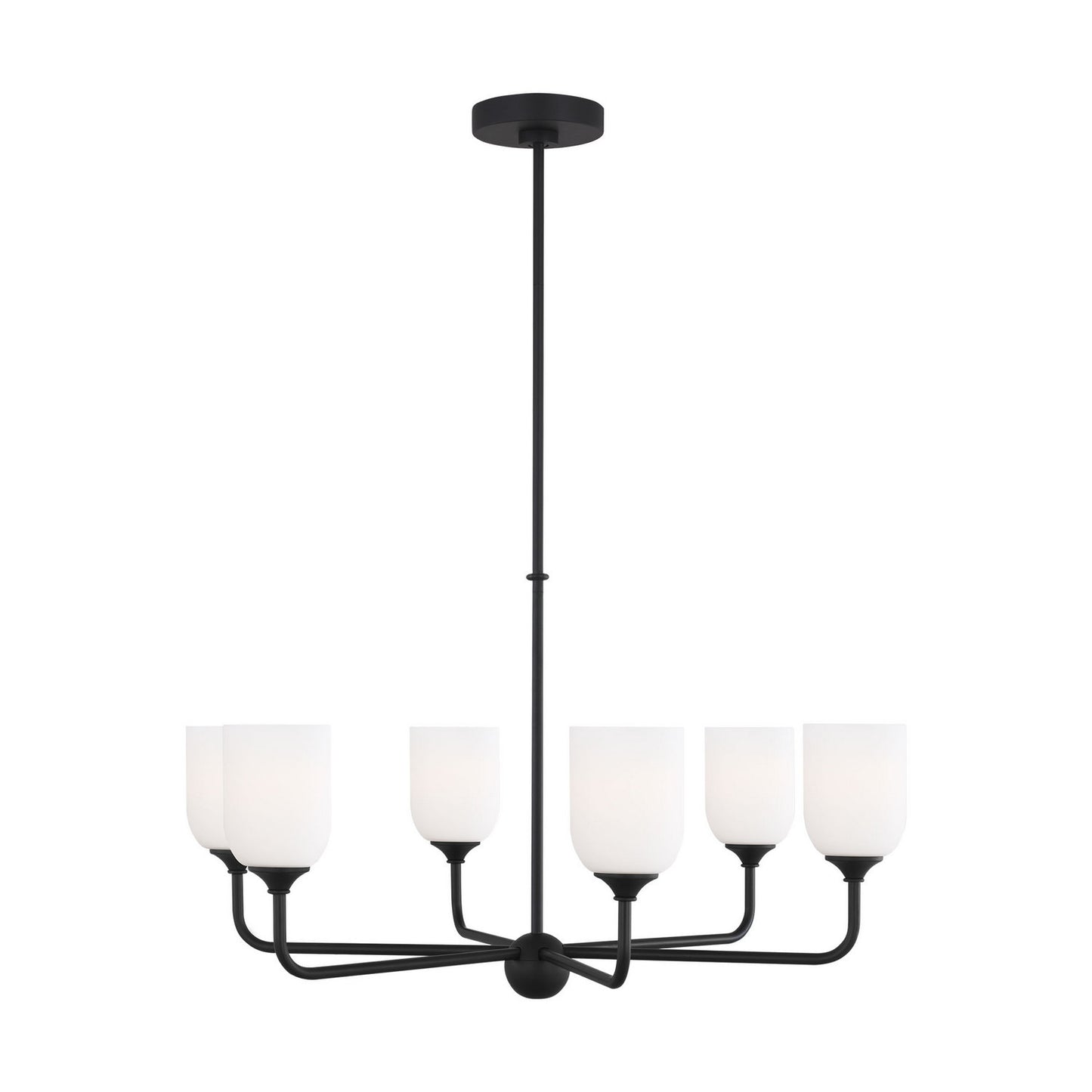 Emile Six Light Chandelier in Midnight Black
