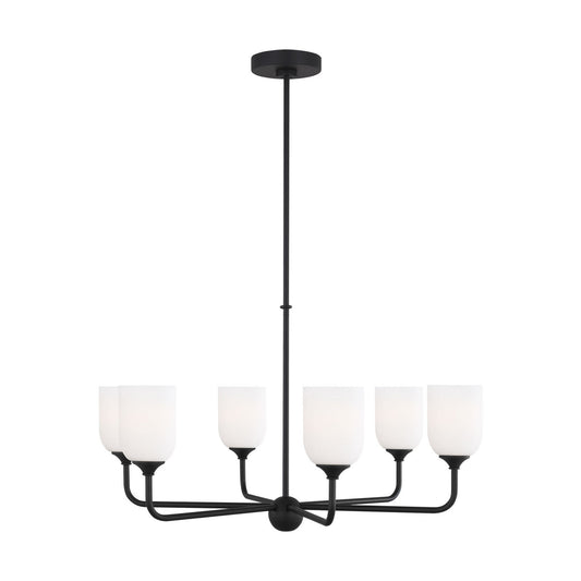 Emile Six Light Chandelier in Midnight Black