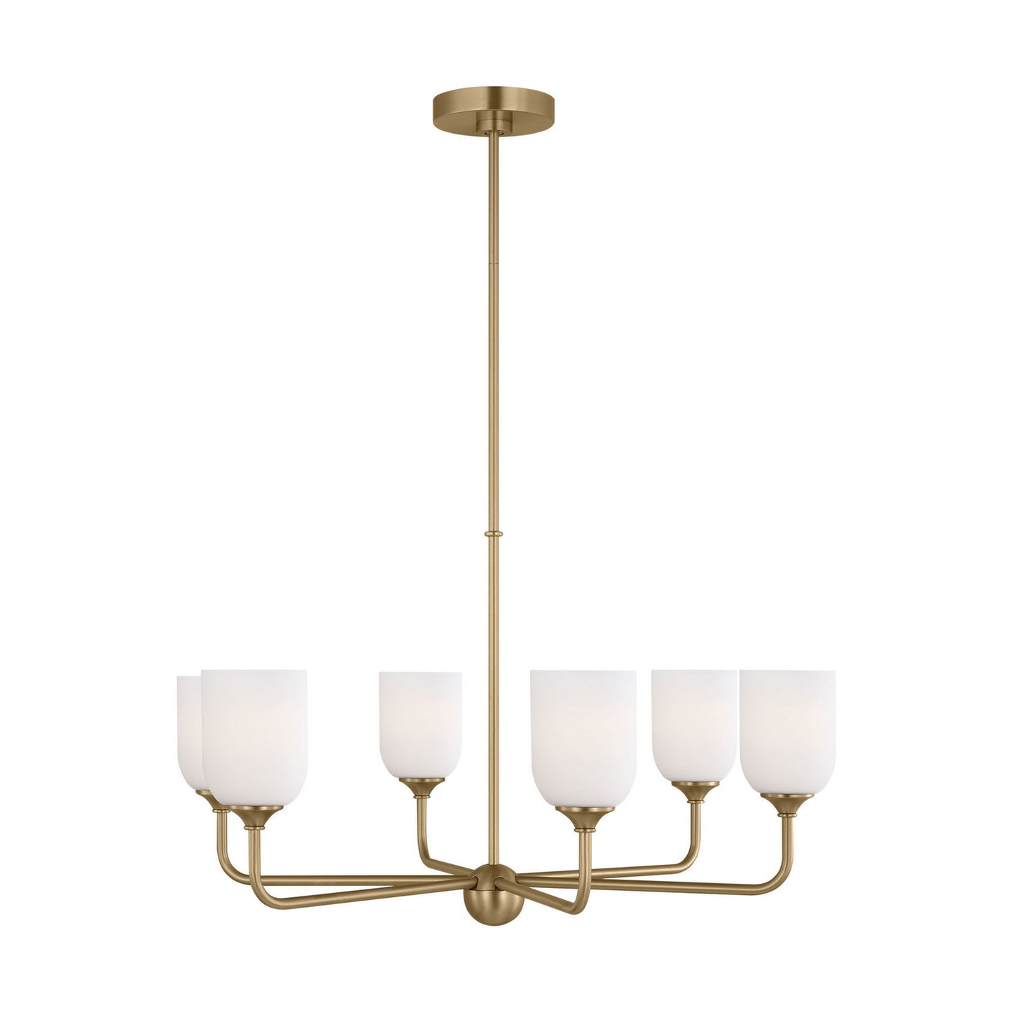 Emile Six Light Chandelier in Satin Brass