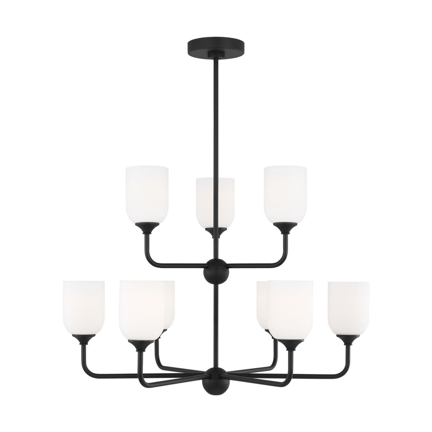 Emile Nine Light Chandelier in Midnight Black