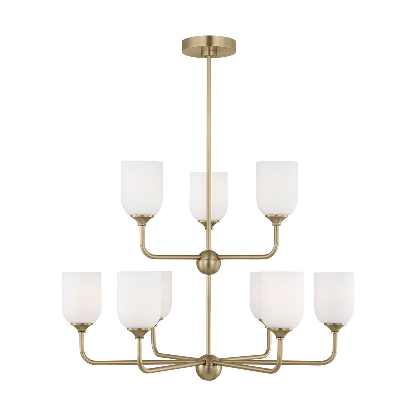 Emile Nine Light Chandelier in Satin Brass