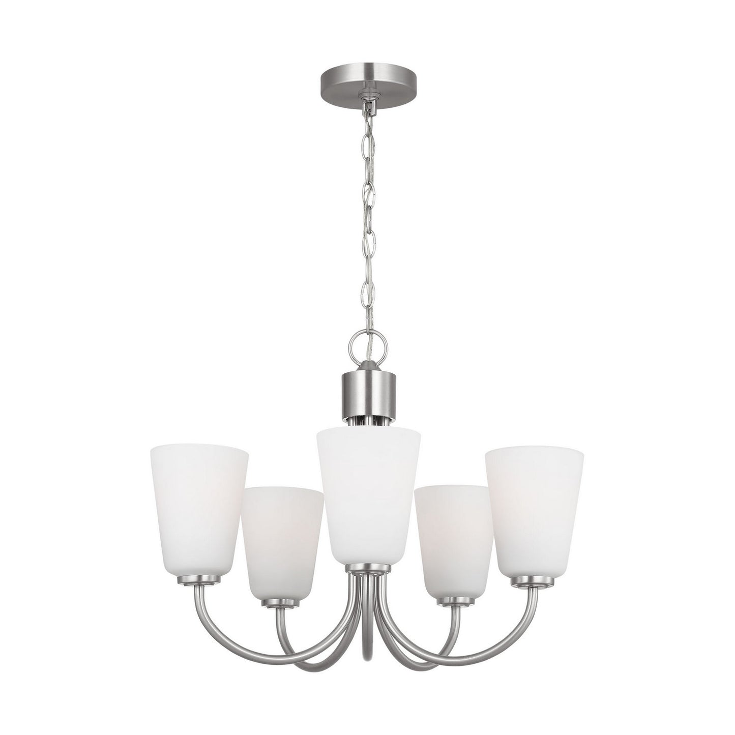 Miles Five Light Chandelier in Brushed Nickel