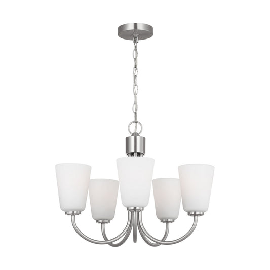 Miles Five Light Chandelier in Brushed Nickel