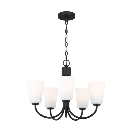 Miles Five Light Chandelier in Midnight Black