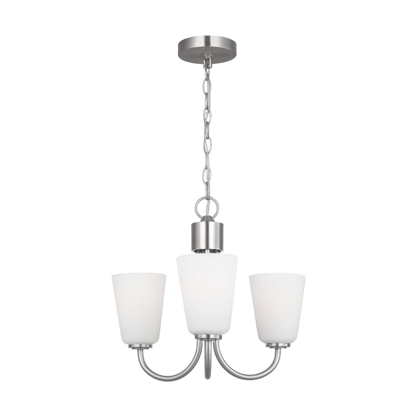 Miles Three Light Chandelier in Brushed Nickel