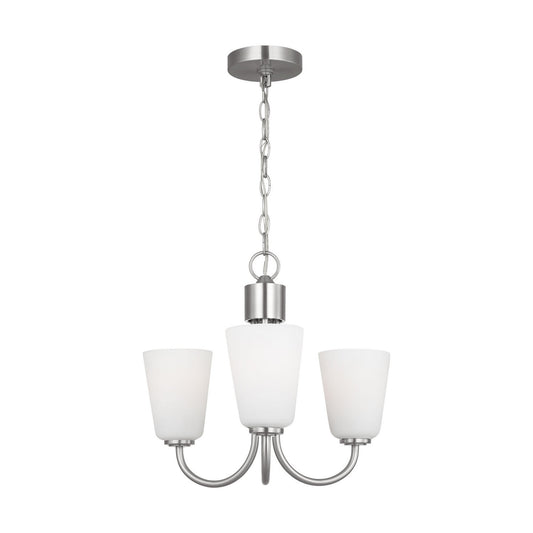 Miles Three Light Chandelier in Brushed Nickel