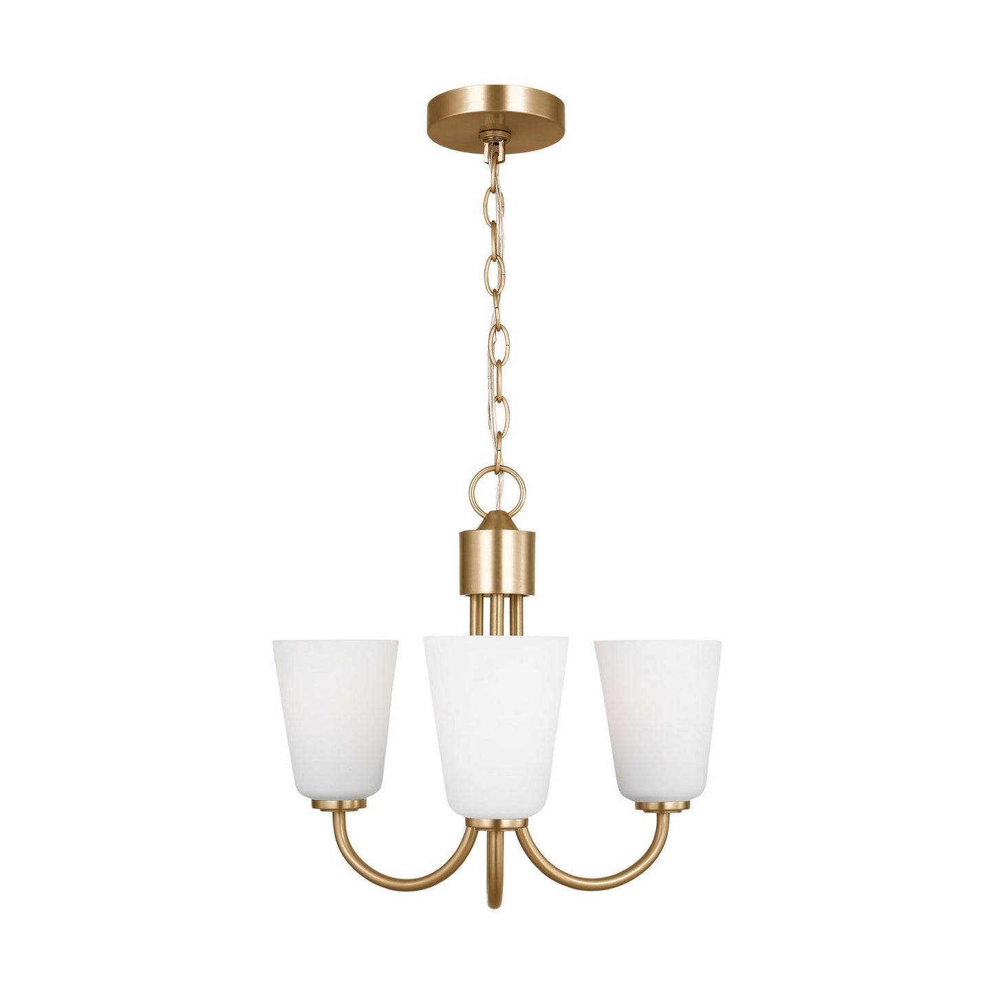 Miles Three Light Chandelier in Satin Brass