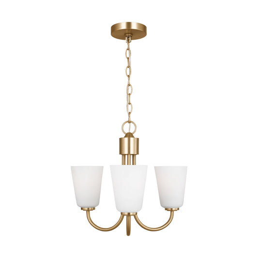 Miles Three Light Chandelier in Satin Brass