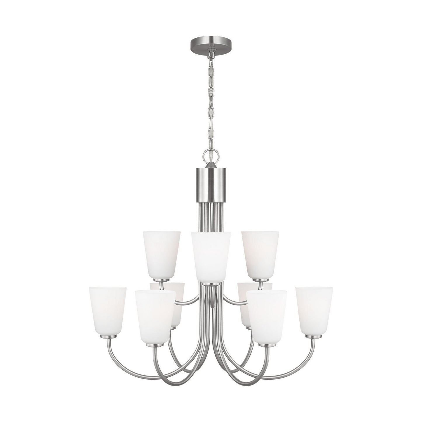 Generation Lighting - GLC1139BS - Nine Light Chandelier - Miles - Brushed Nickel