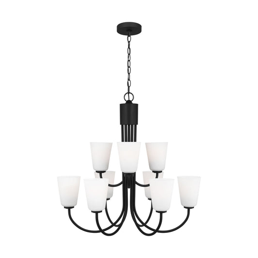 Miles Nine Light Chandelier in Midnight Black
