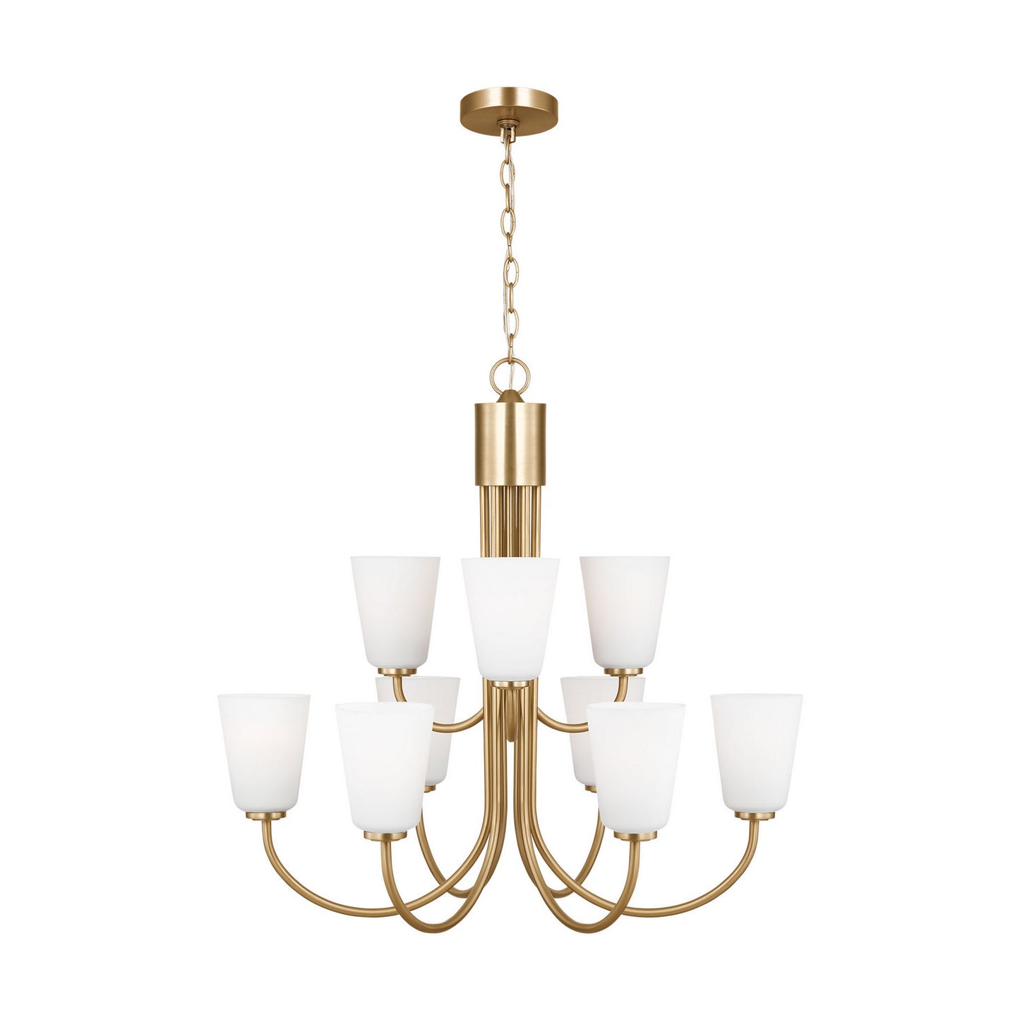 Generation Lighting - GLC1139SB - Nine Light Chandelier - Miles - Satin Brass