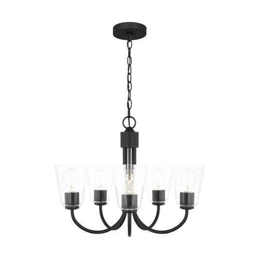 Generation Lighting - GLC1145MBK - Five Light Chandelier - Miles - Midnight Black