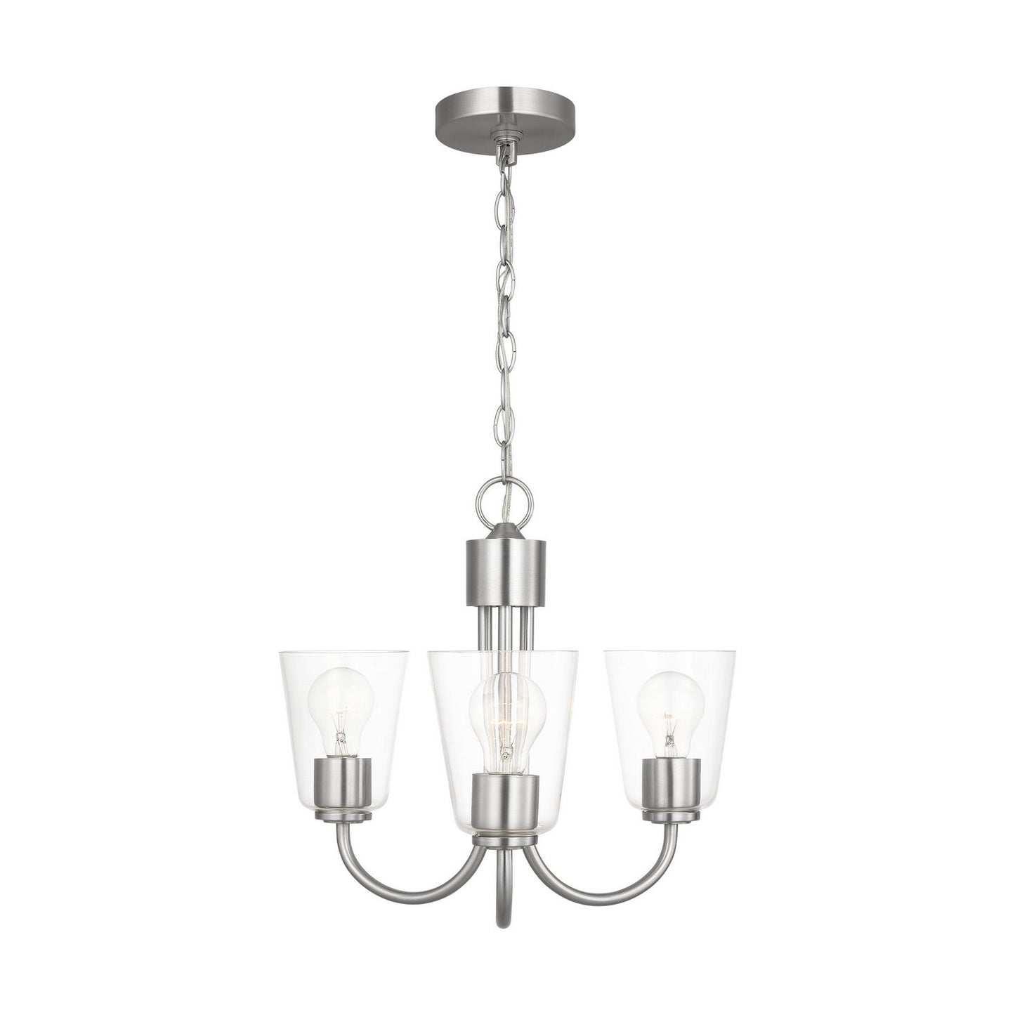 Miles Three Light Chandelier in Brushed Nickel