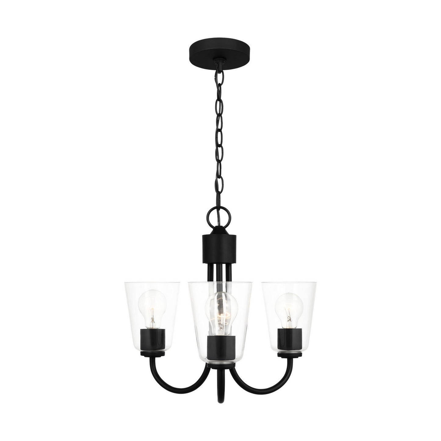 Miles Three Light Chandelier in Midnight Black
