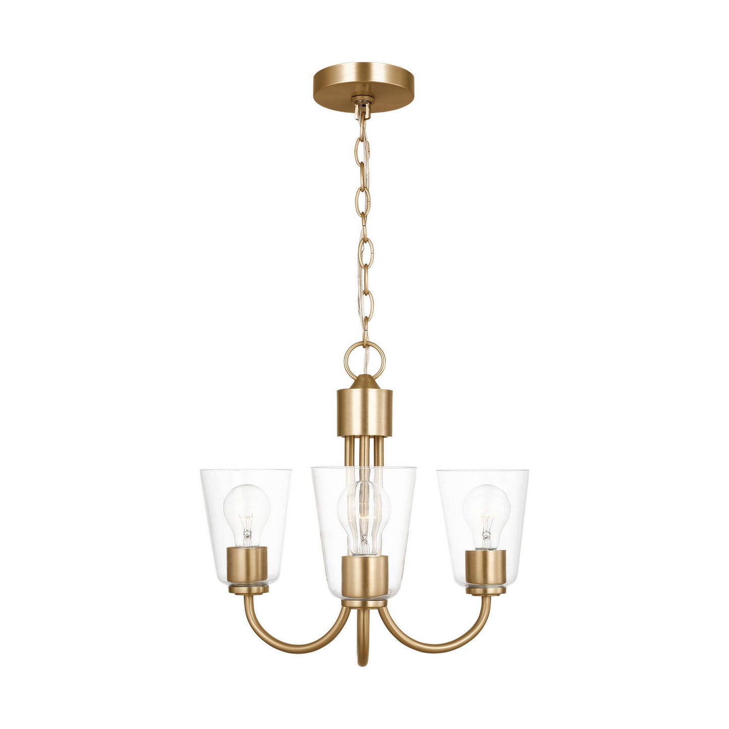 Miles Three Light Chandelier in Satin Brass
