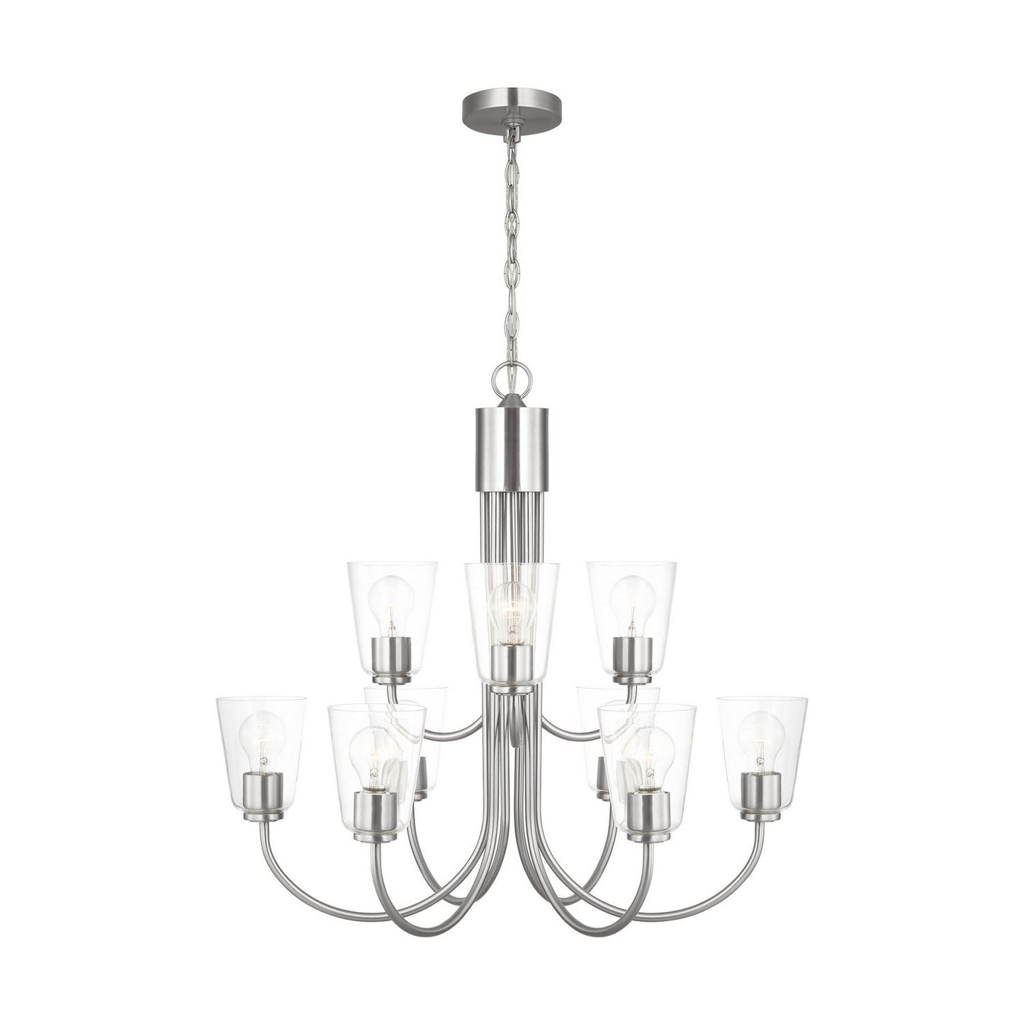 Generation Lighting - GLC1169BS - Nine Light Chandelier - Miles - Brushed Nickel