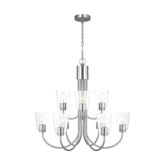 Generation Lighting - GLC1169BS - Nine Light Chandelier - Miles - Brushed Nickel