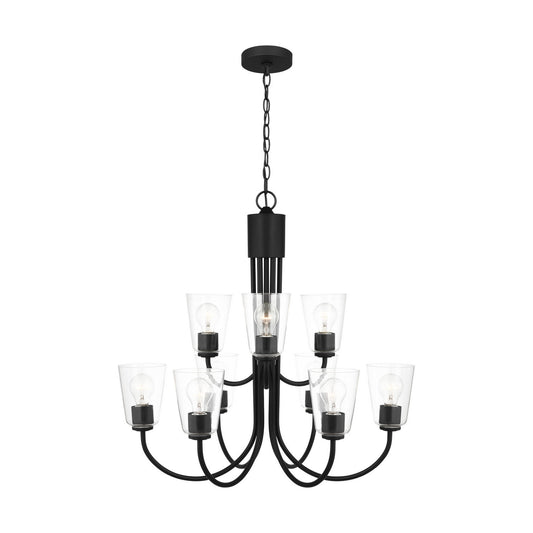 Generation Lighting - GLC1169MBK - Nine Light Chandelier - Miles - Midnight Black