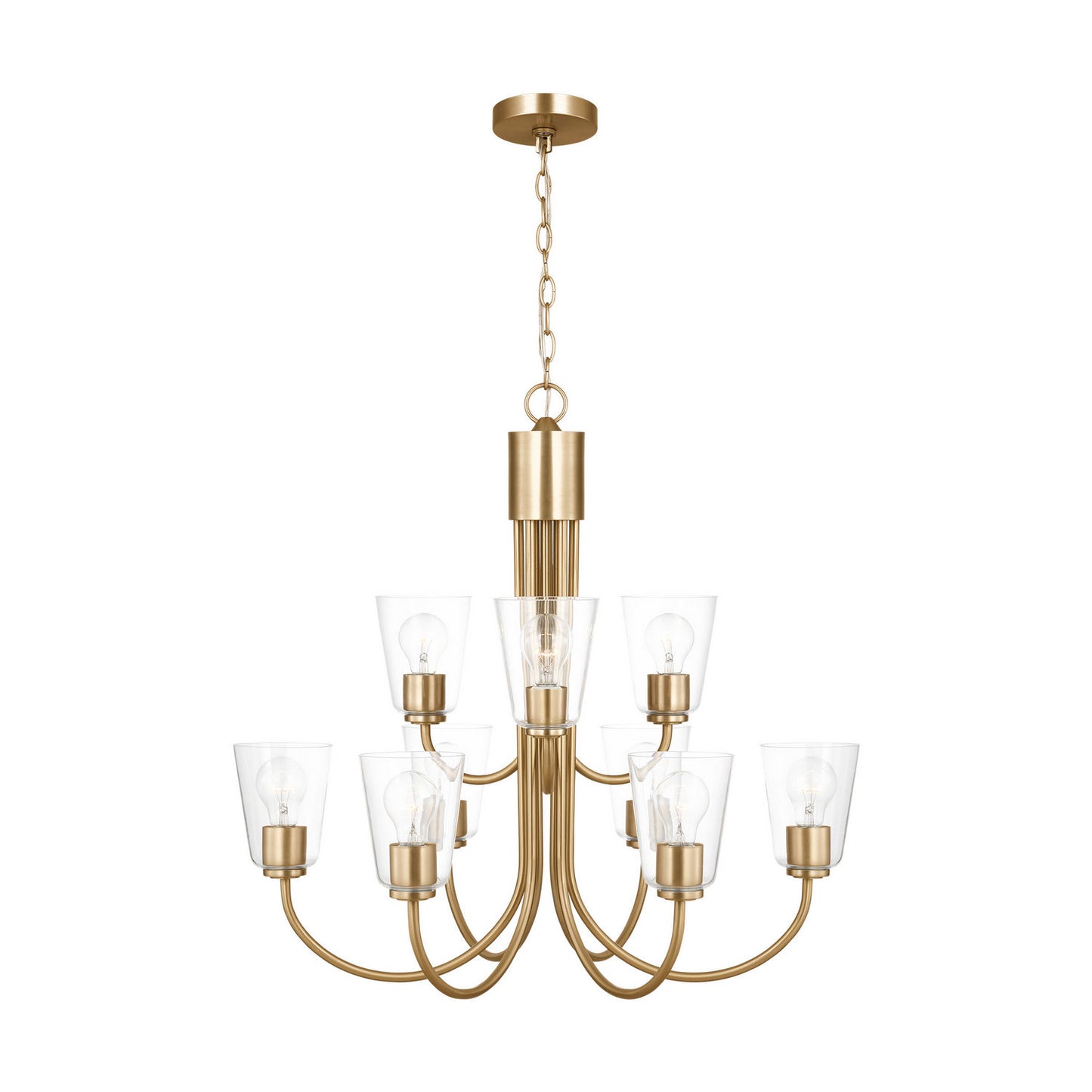 Generation Lighting - GLC1169SB - Nine Light Chandelier - Miles - Satin Brass