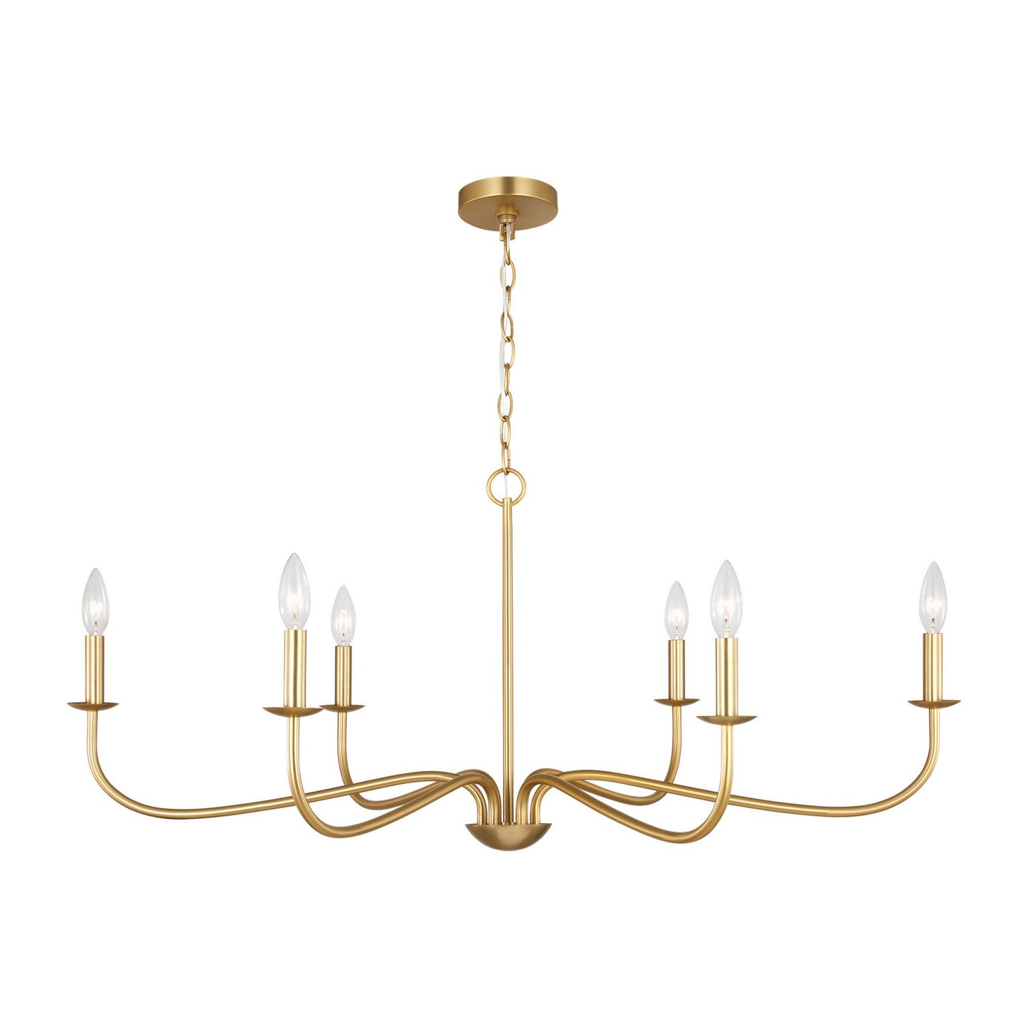 Abells Six Light Chandelier in Satin Brass