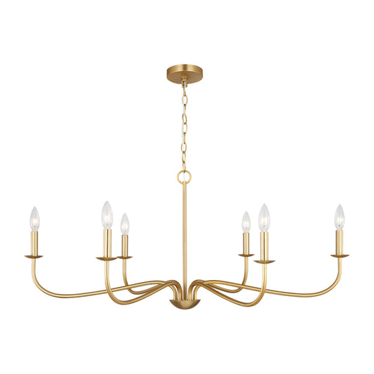 Abells Six Light Chandelier in Satin Brass