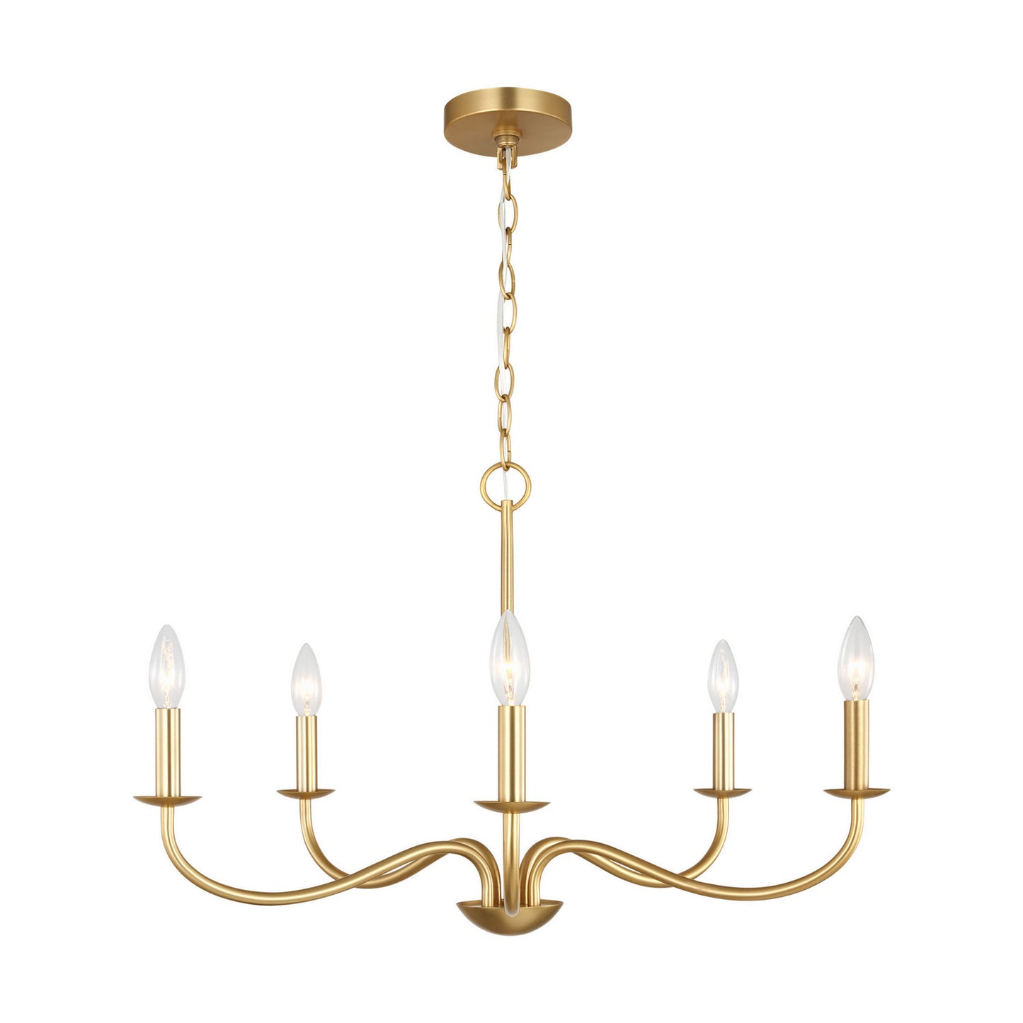 Abells Five Light Chandelier in Satin Brass
